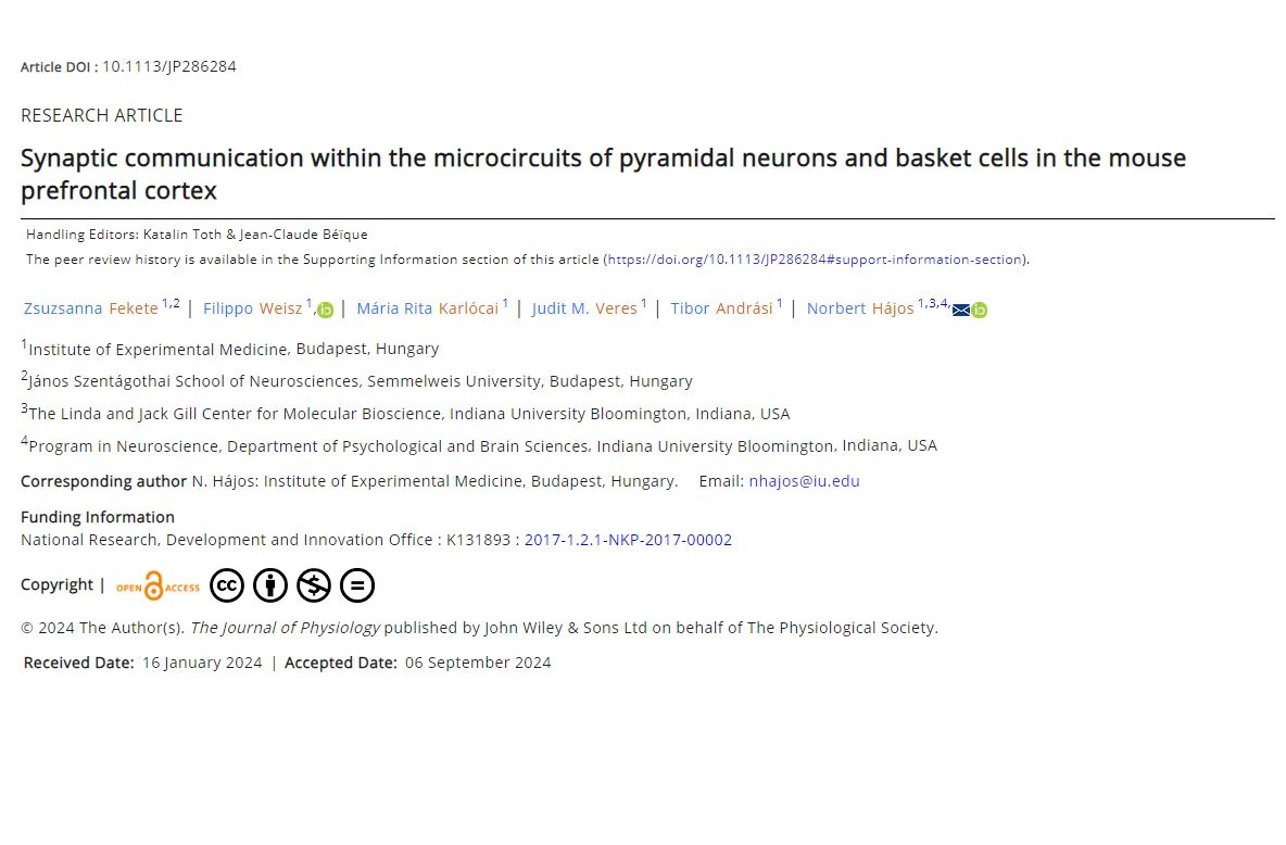 Zsuzsi's paper was accepted in The Journal of Physiology diakép