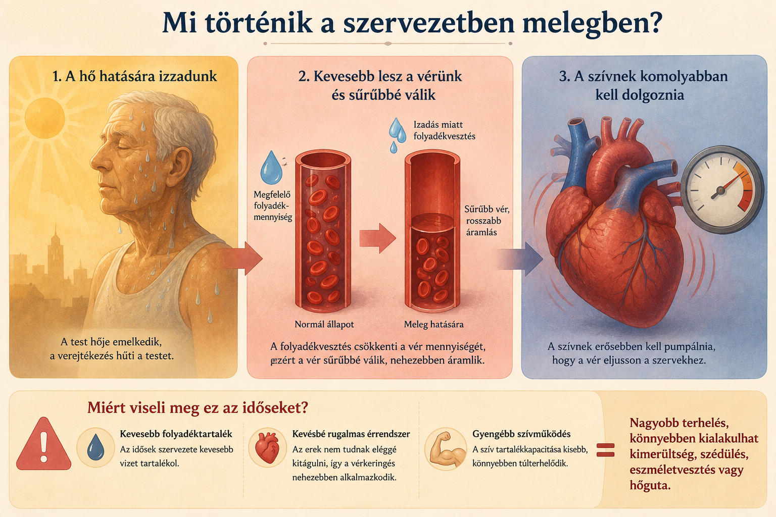Meleg hatására megváltozik a vérkeringés.