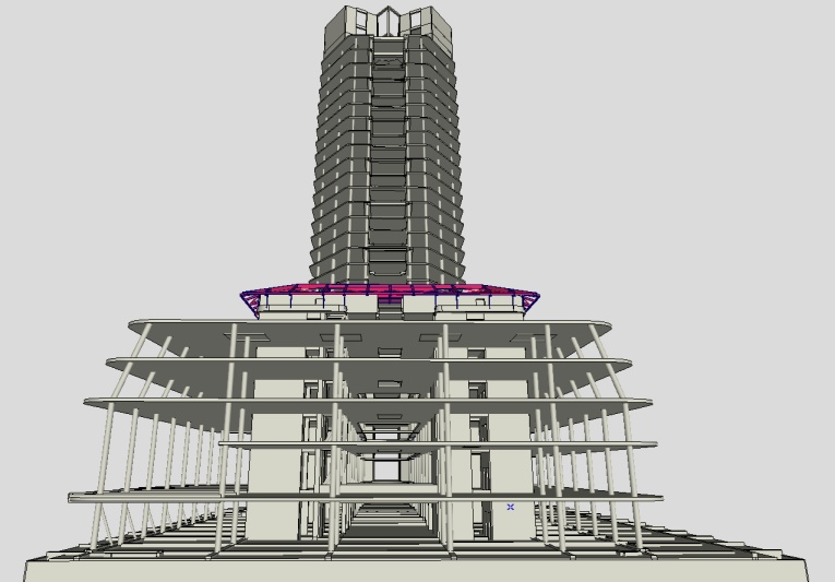 A MOL épületének tervrajza, pontosan meghatározott sztruktúra, szabályosan elhelyezett szintekkel.