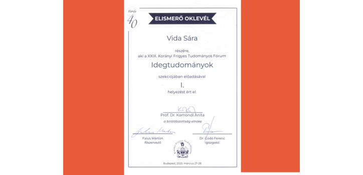 Sára Vida's success at the Korányi Forum diakép